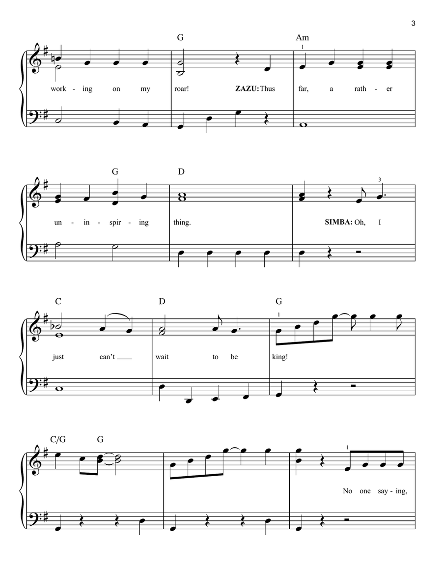 I Just Can't Wait To Be King (from The Lion King) Easy Piano scores gallery preview page 3