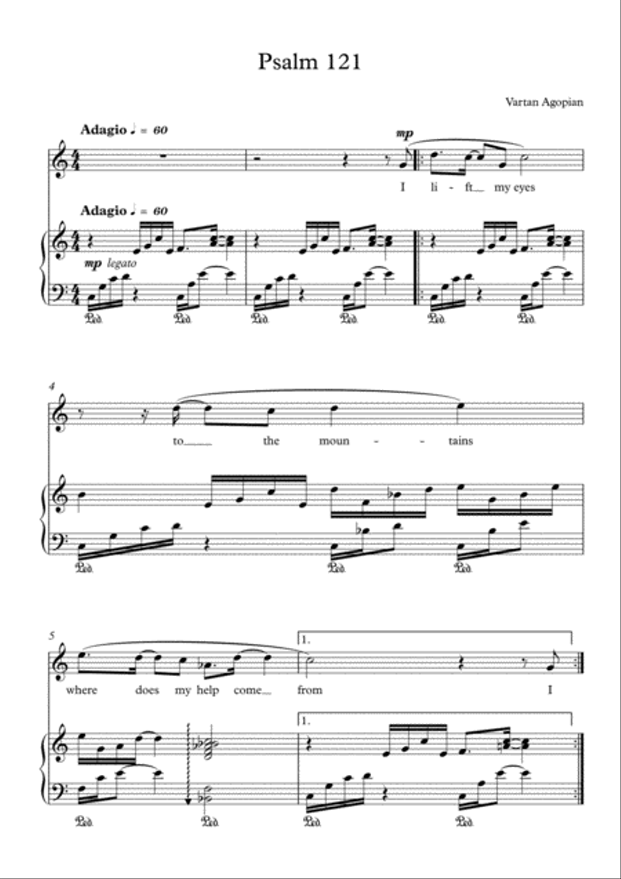 Psalm 121 - Vartan Agopian Soprano Voice scores gallery preview page 1