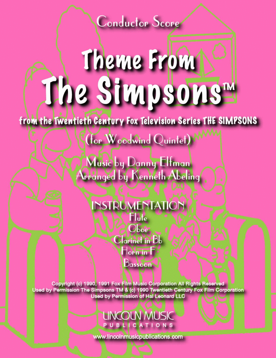 Theme From The Simpsons TM from the Twentieth Century Fox Television Series THE SIMPSONS Woodwind Quintet scores gallery preview page 1