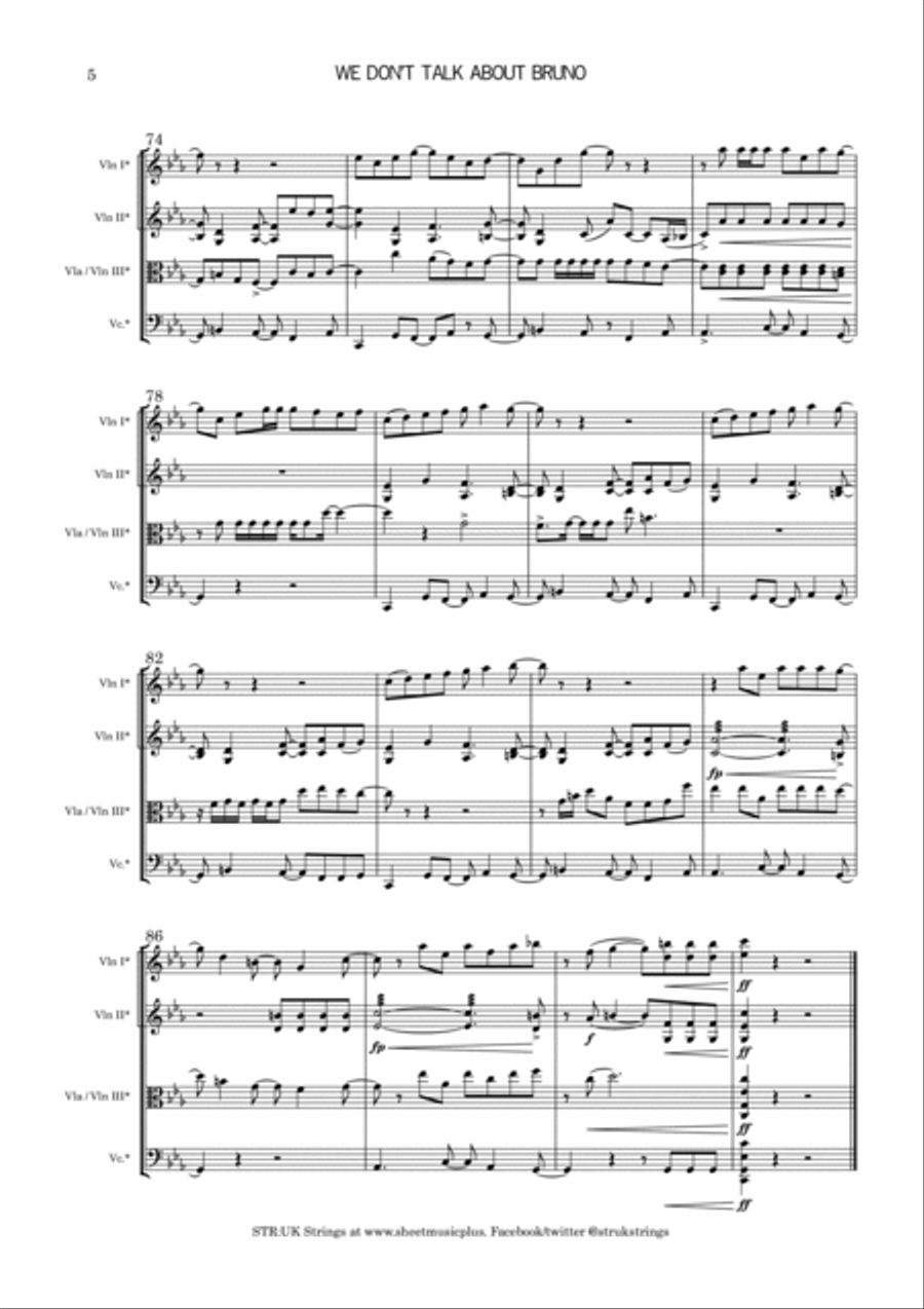 We Don't Talk About Bruno String Quartet scores gallery preview page 6