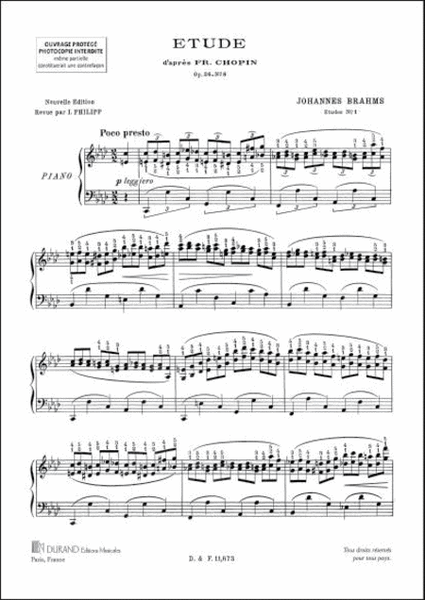 Etude N 1 Piano (D'Apres Op 25 N 2 De Chopin