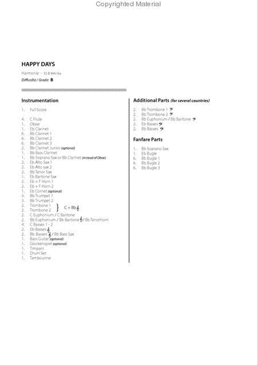 Happy Days Happy Days Marching Band scores gallery preview page 2