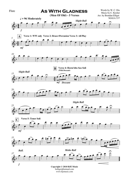 As With Gladness (Men of Old) - Concert Band with Optional Strings Score and Parts PDF image number null