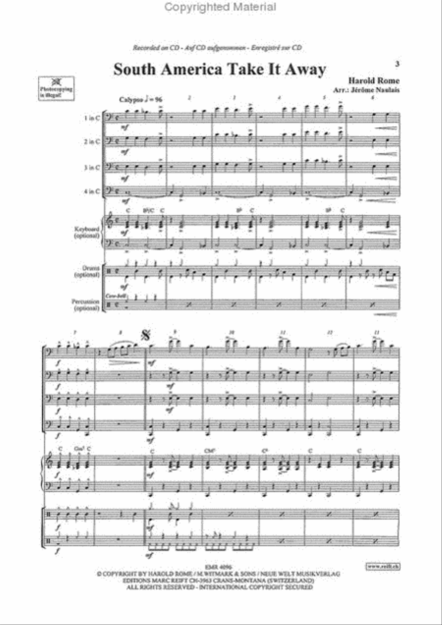 South America Take It Away Trombone Quartet scores gallery preview page 3