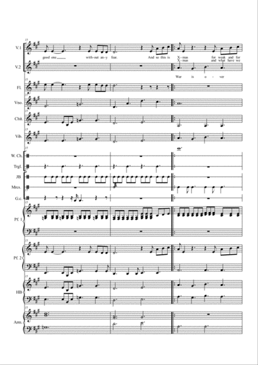 Happy Xmas (War Is Over) Handbell Choir scores gallery preview page 6