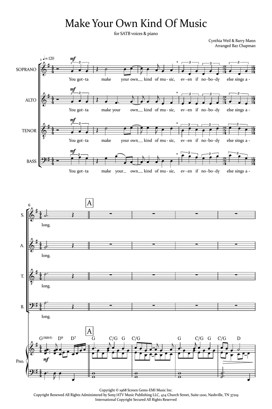 Make Your Own Kind Of Music 4-Part scores gallery preview page 1