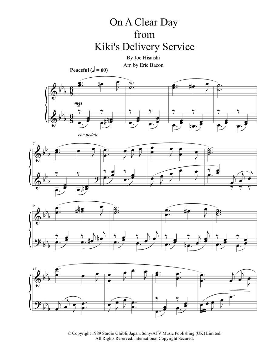 Kiki's Delivery Service (on A Clear Day) Piano Solo scores gallery preview page 1
