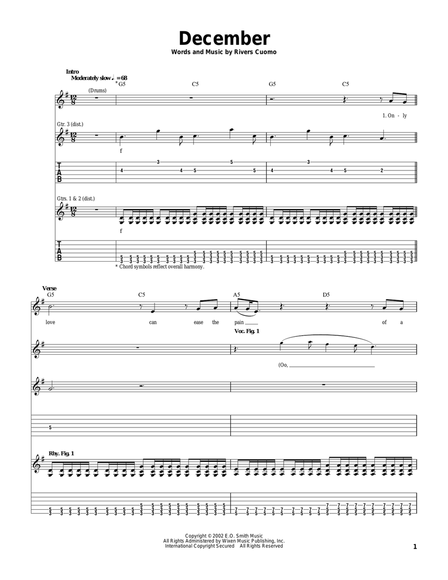 December Guitar Tablature scores gallery preview page 1