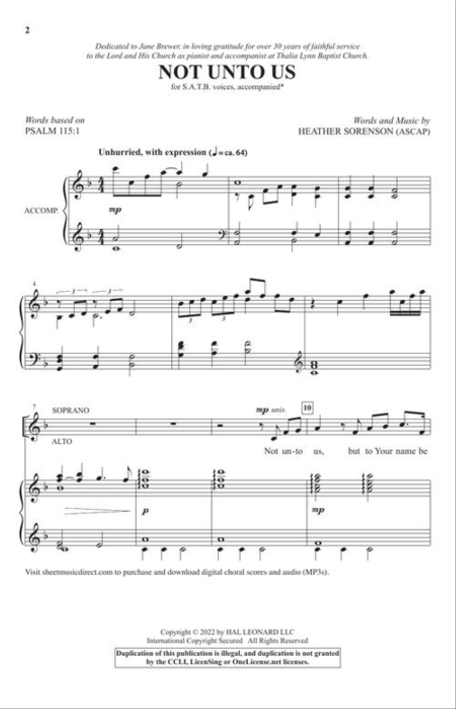 Not Unto Us 4-Part scores gallery preview page 3