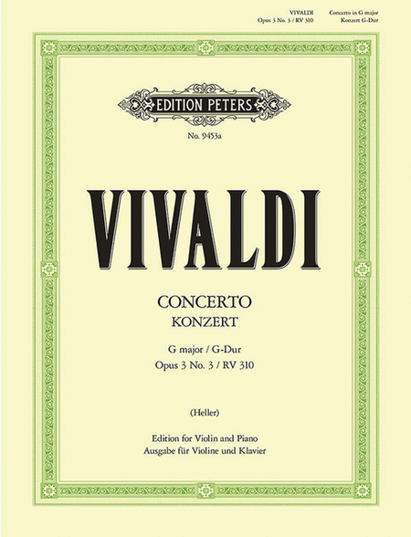 Violin Concerto in G Op. 3 No. 3 (RV 310) (Edition for Violin and Piano)