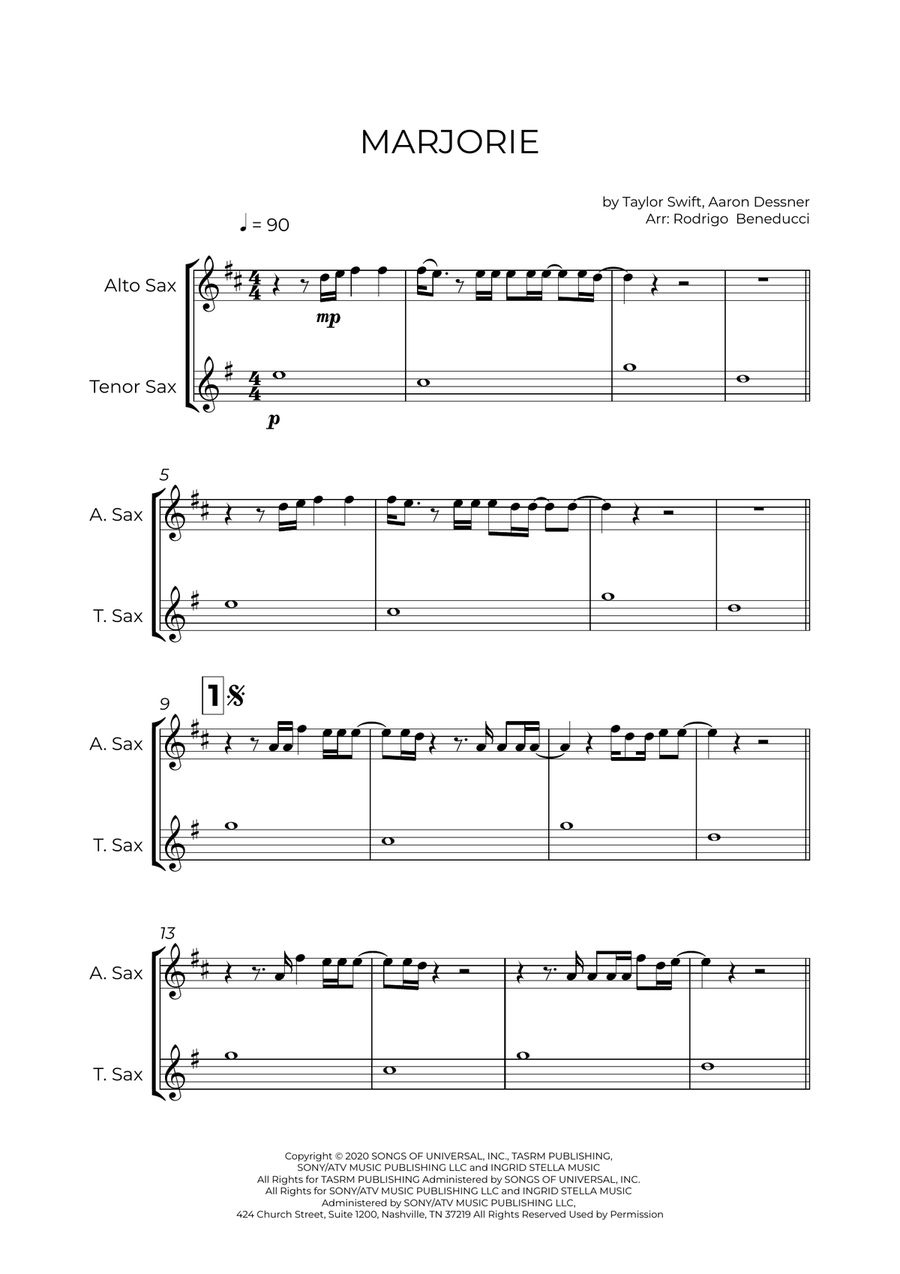 Marjorie Tenor Saxophone scores gallery preview page 2
