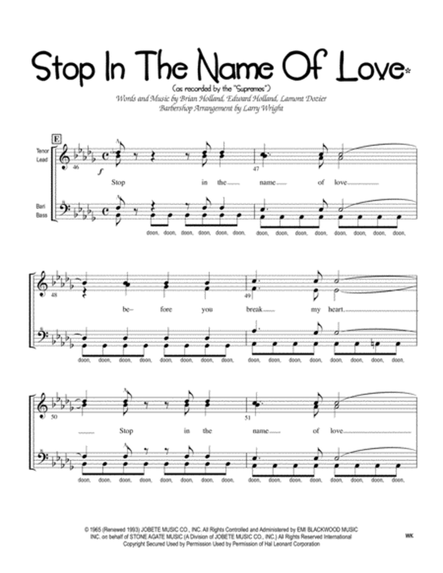 Stop! In The Name Of Love* (women)