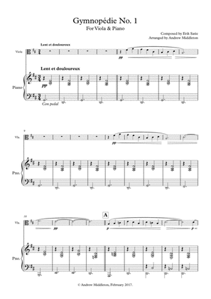 Gymnopedie No. 1 for Viola and Piano