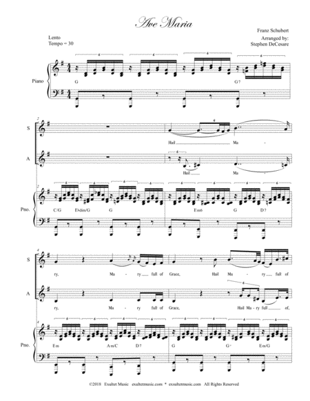 Ave Maria (Duet for Soprano & Alto Solo - English Lyrics - Low Key) - Piano Accompaniment image number null