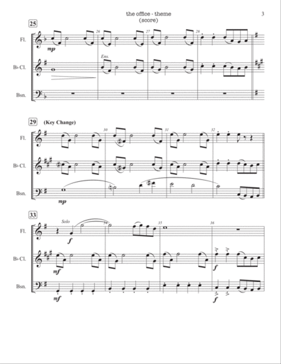 The Office - Theme Woodwind Trio scores gallery preview page 4