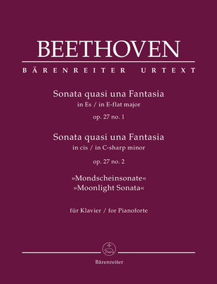 Book cover for Sonata quasi una Fantasia for Pianoforte E-flat major, C-sharp minor op. 27/1+2 "Moonlight Sonata"