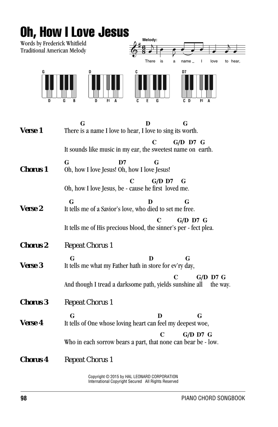 Oh, How I Love Jesus (O How I Love Jesus) Piano scores gallery preview page 1