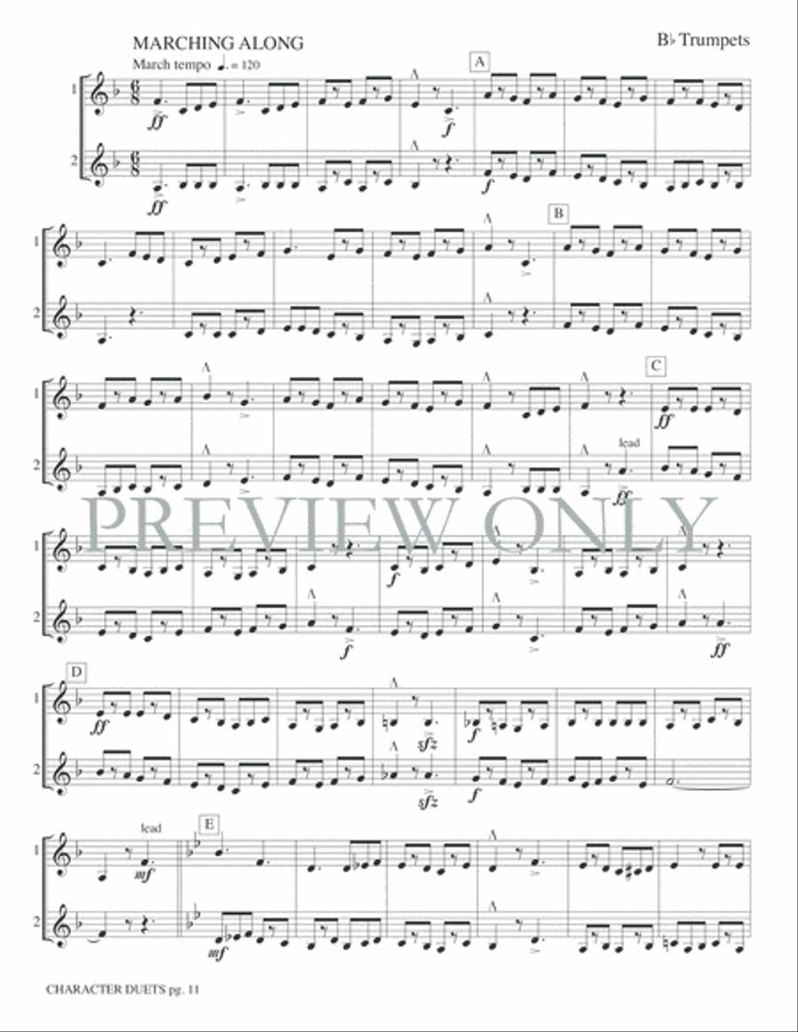 Just for Two -- Character Duets Trumpet Duet scores gallery preview page 13