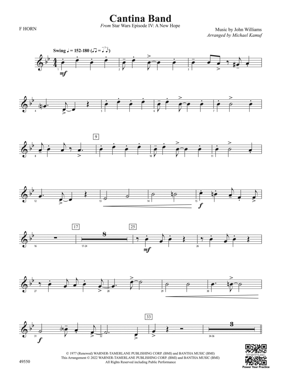 Cantina Band: 1st F Horn Concert Band scores gallery preview page 1