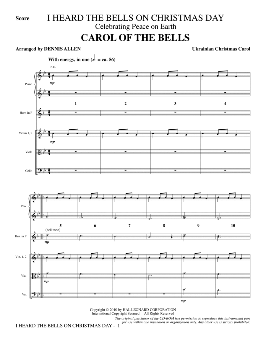 I Heard The Bells On Christmas Day (Celebrating Peace On Earth) - Full Score