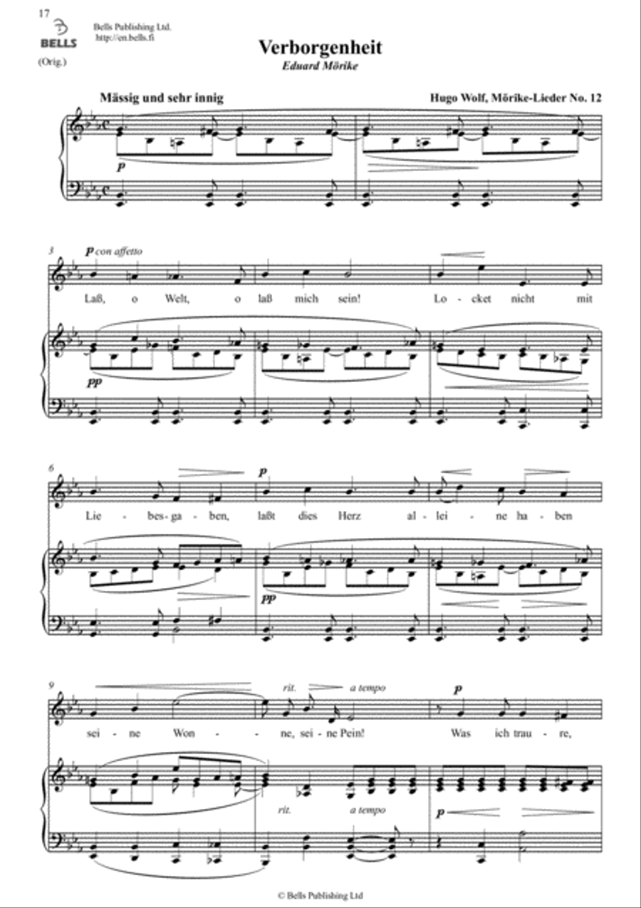 Verborgenheit (Original key. E-flat Major) Voice Solo scores gallery preview page 1