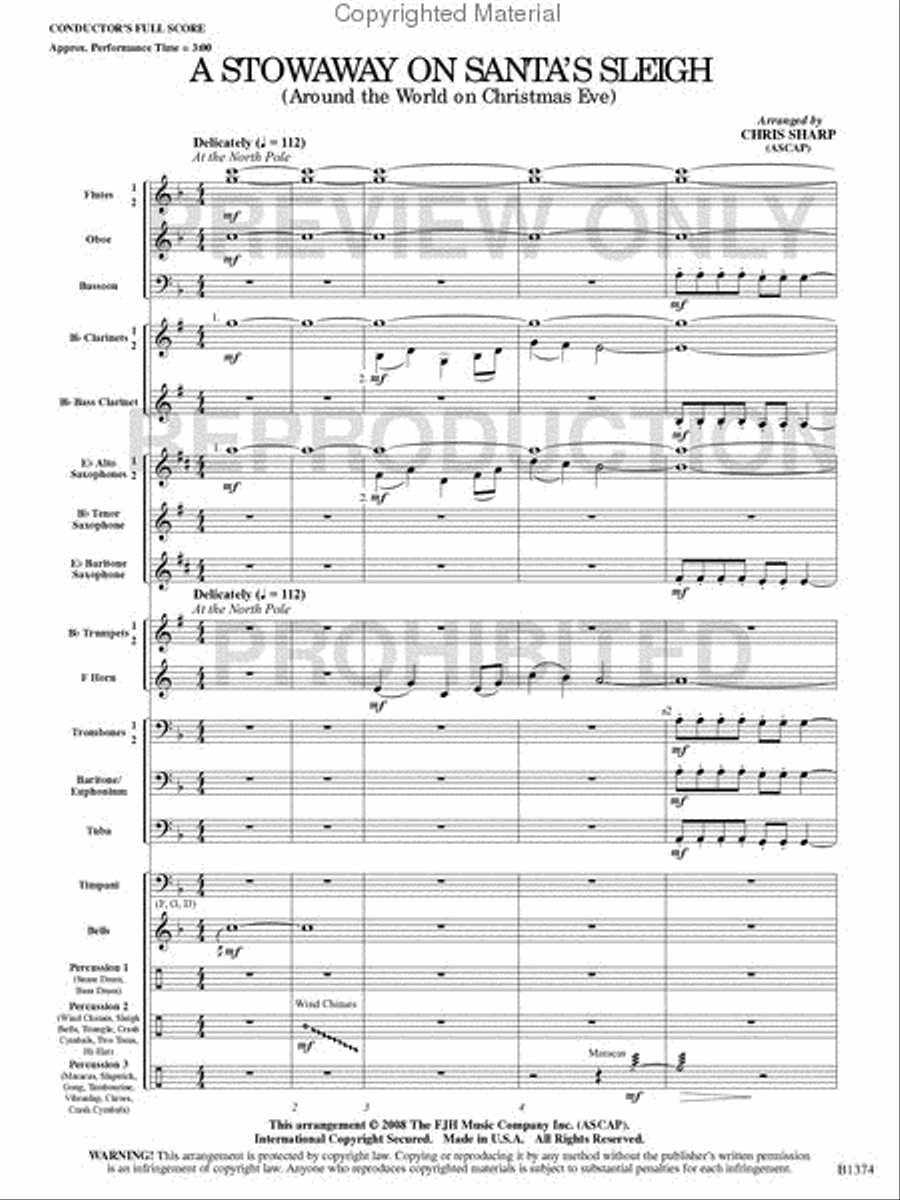 A Stowaway on Santa's Sleigh Concert Band scores gallery preview page 2