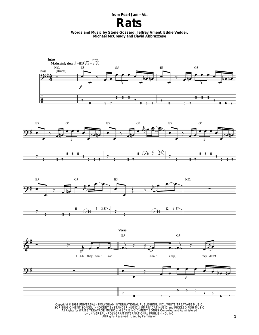 Rats Guitar Tablature scores gallery preview page 1