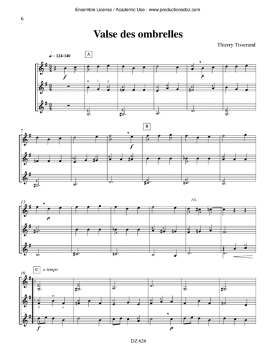 Valse des magiciennes, Valse des ombrelles Guitar Ensemble scores gallery preview page 6