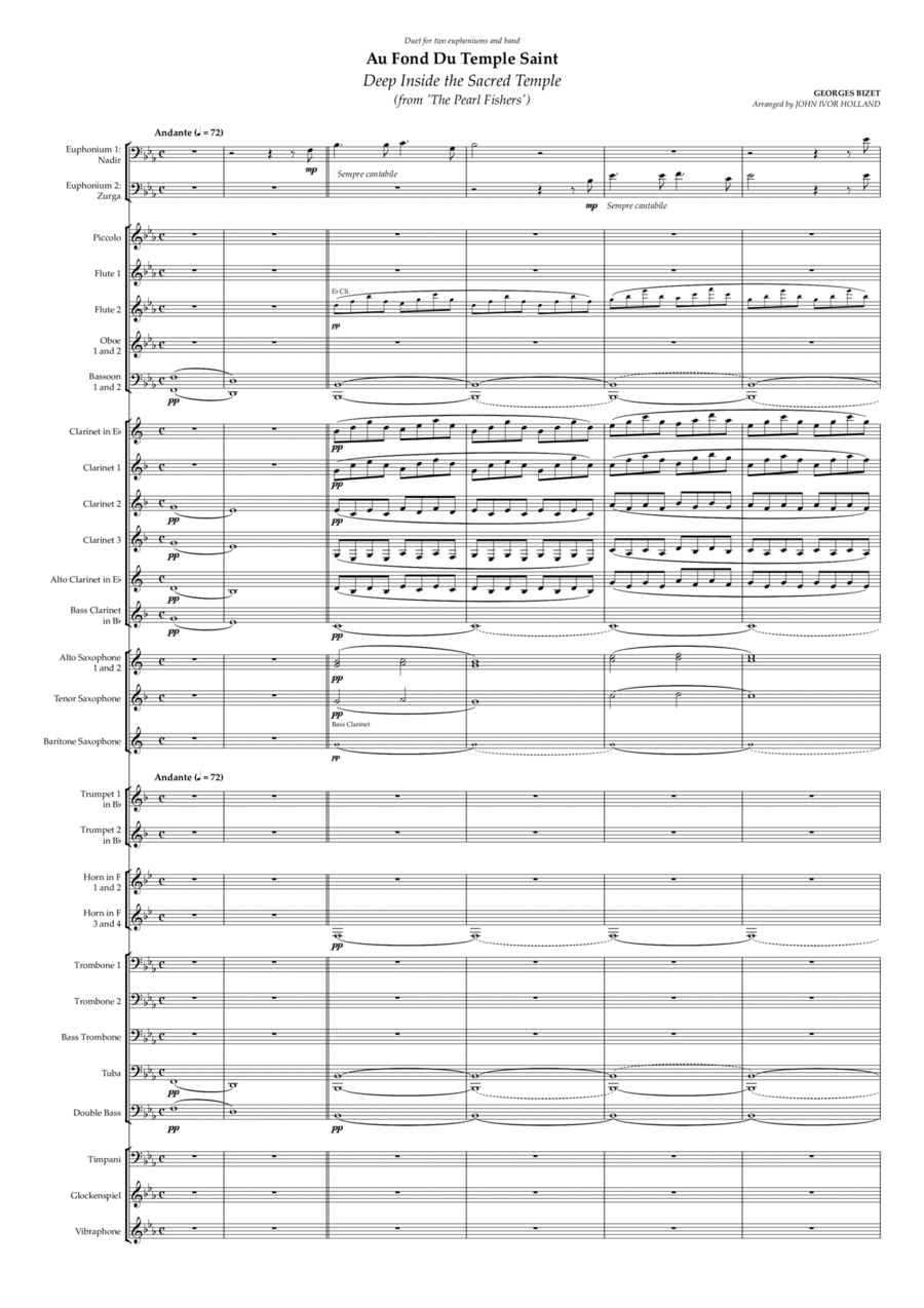 Deep Inside the Sacred Temple (Au fond du temple saint) from 'The Pearl Fishers' Concert Band scores gallery preview page 1