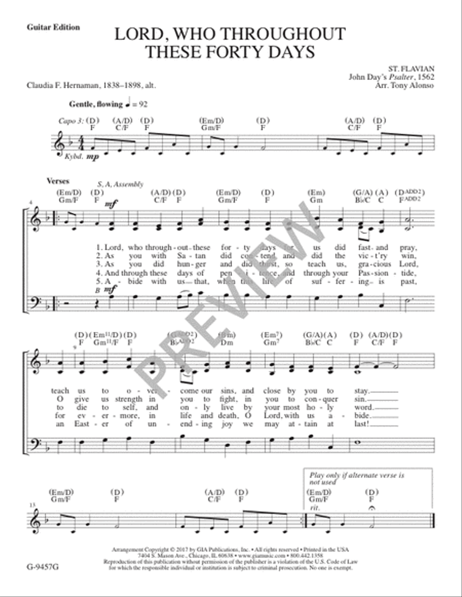 Lord, Who throughout These Forty Days - Guitar edition Guitar scores gallery preview page 2