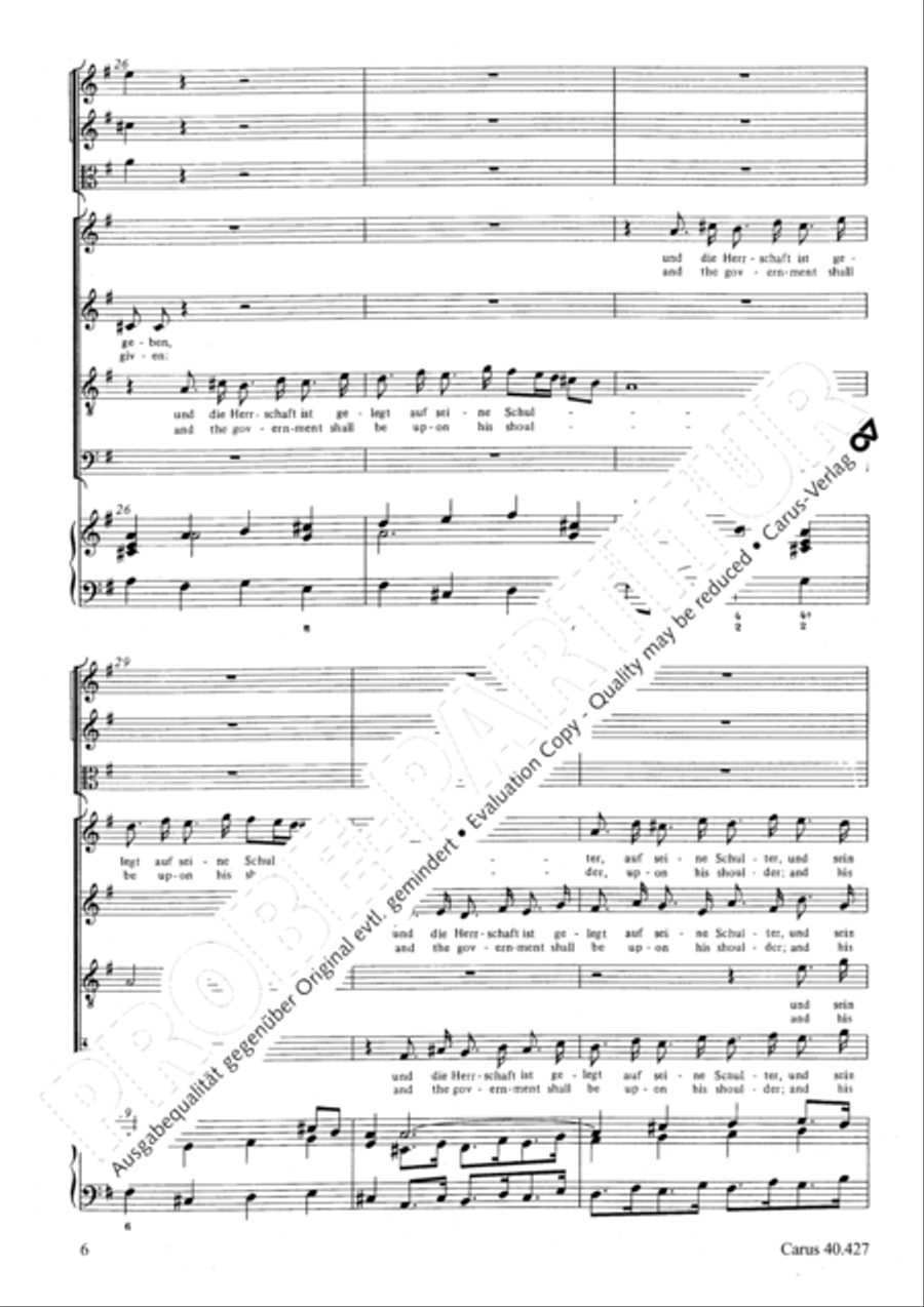 For unto us a child is born (Denn es ist uns ein Kind geboren) 4-Part scores gallery preview page 7