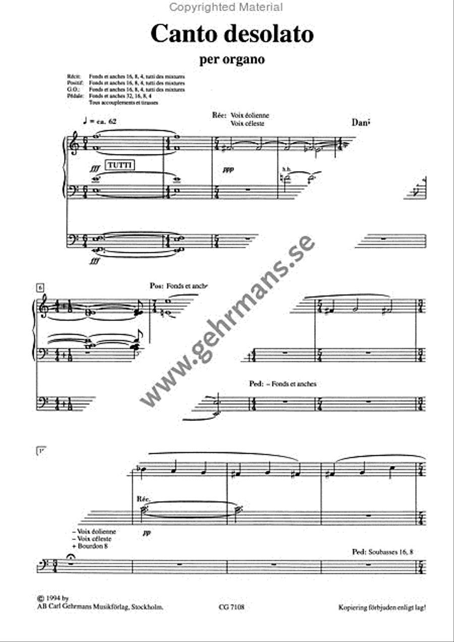 Canto desolato Canto desolato Organ Solo scores gallery preview page 2