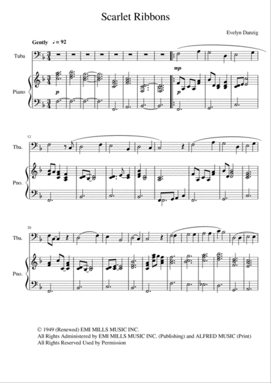 Scarlet Ribbons (for Her Hair) Piano scores gallery preview page 2