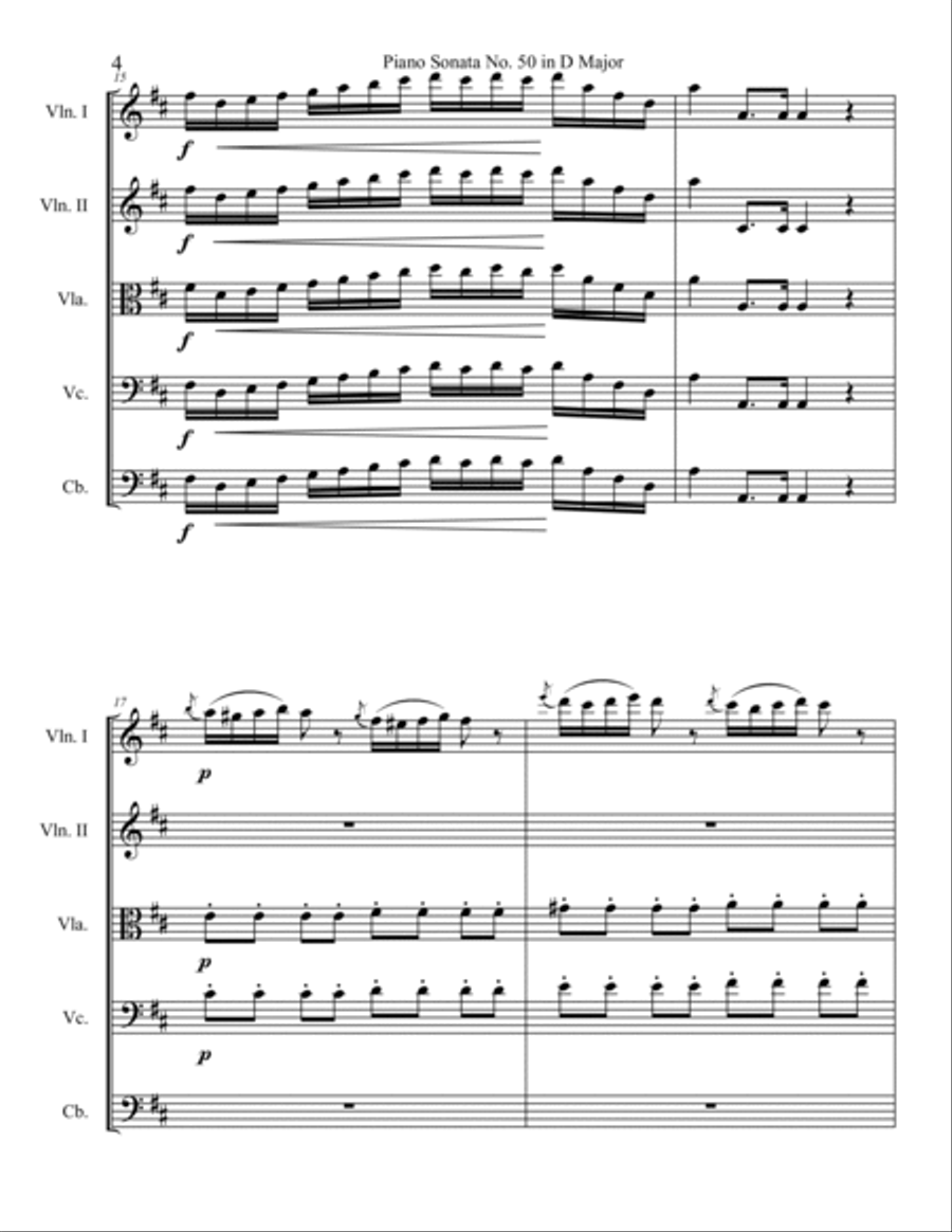 Piano Sonata in D major, Hob.XVI:37 String Orchestra scores gallery preview page 4