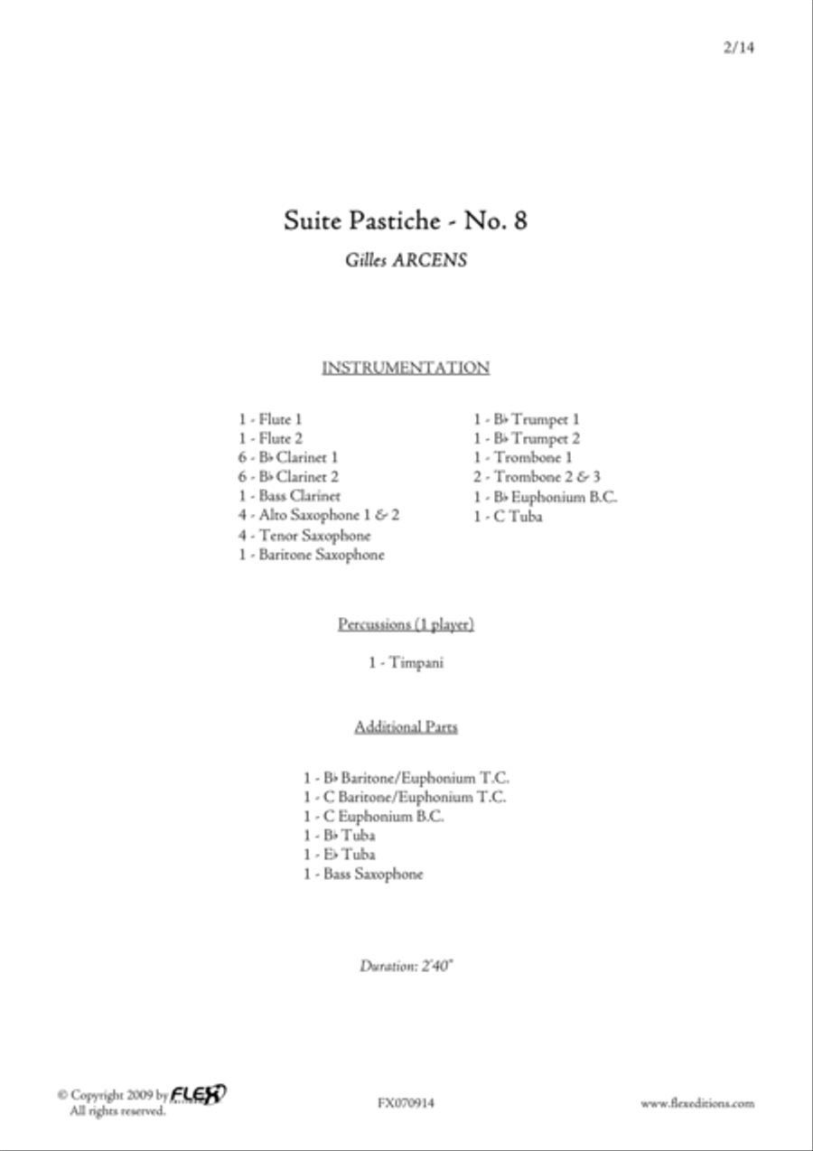 Suite Pastiche: No. 8 Concert Band scores gallery preview page 2