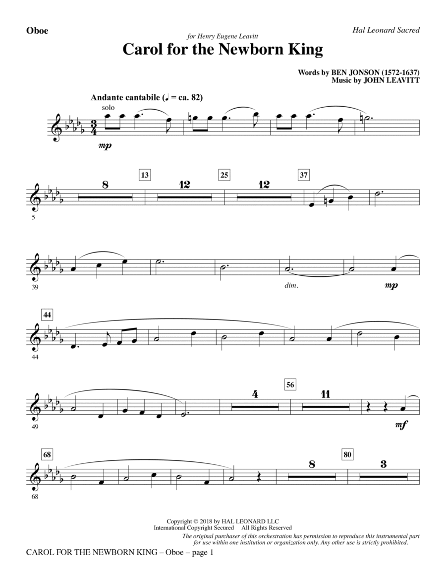 Carol For The Newborn King - Oboe Choir scores gallery preview page 1