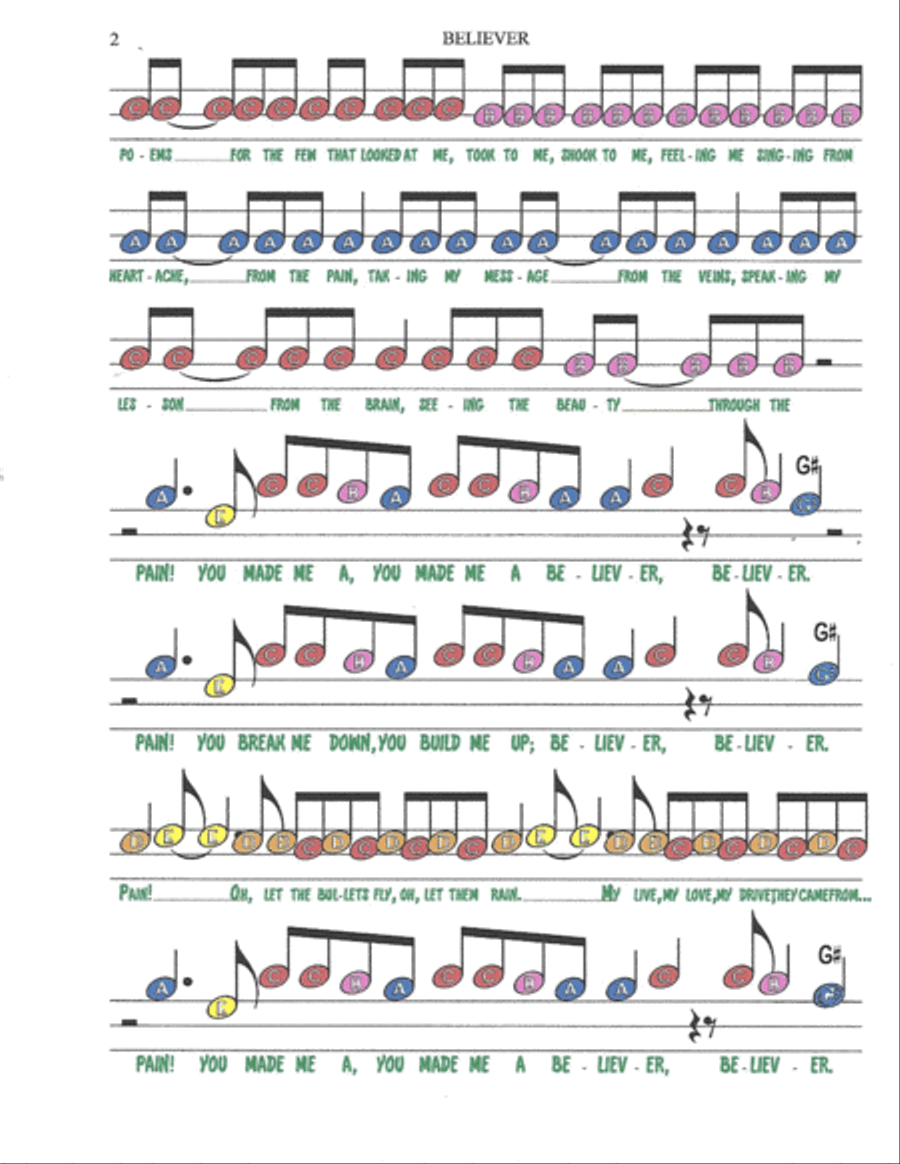 Believer Easy Piano scores gallery preview page 3