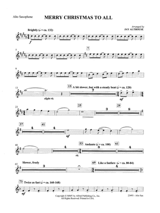 Merry Christmas to All (A Medley of Carols): E-flat Alto Saxophone