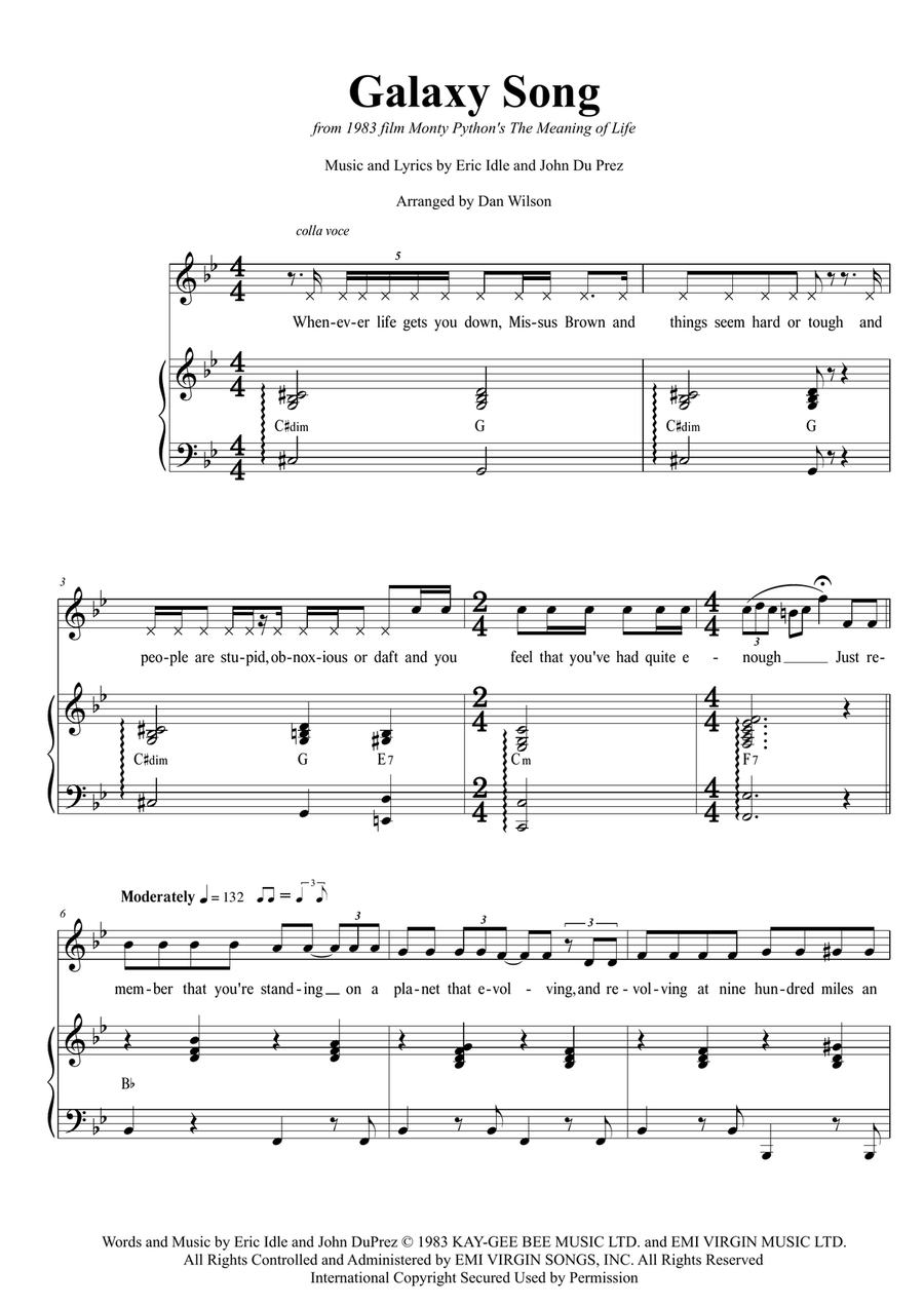 Galaxy Song Piano, Vocal scores gallery preview page 1