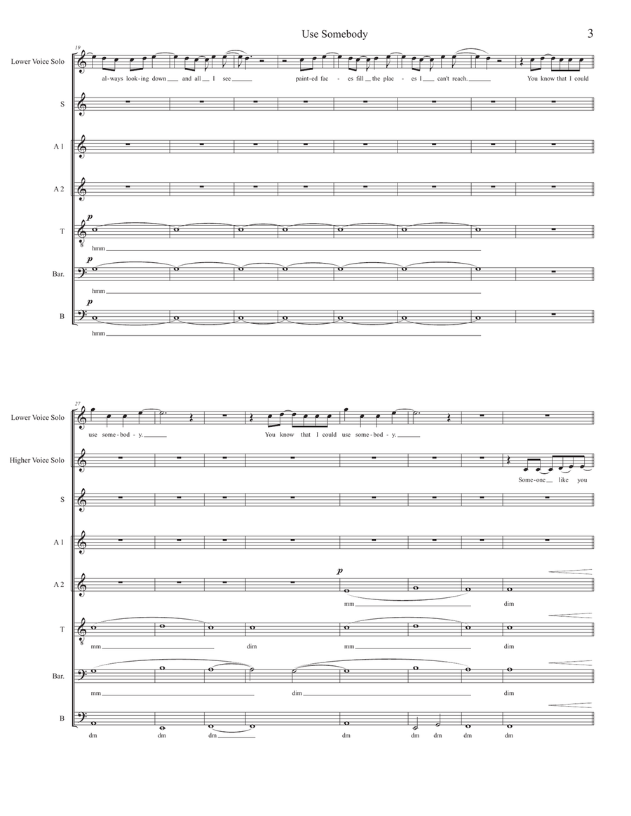Use Somebody 4-Part scores gallery preview page 3