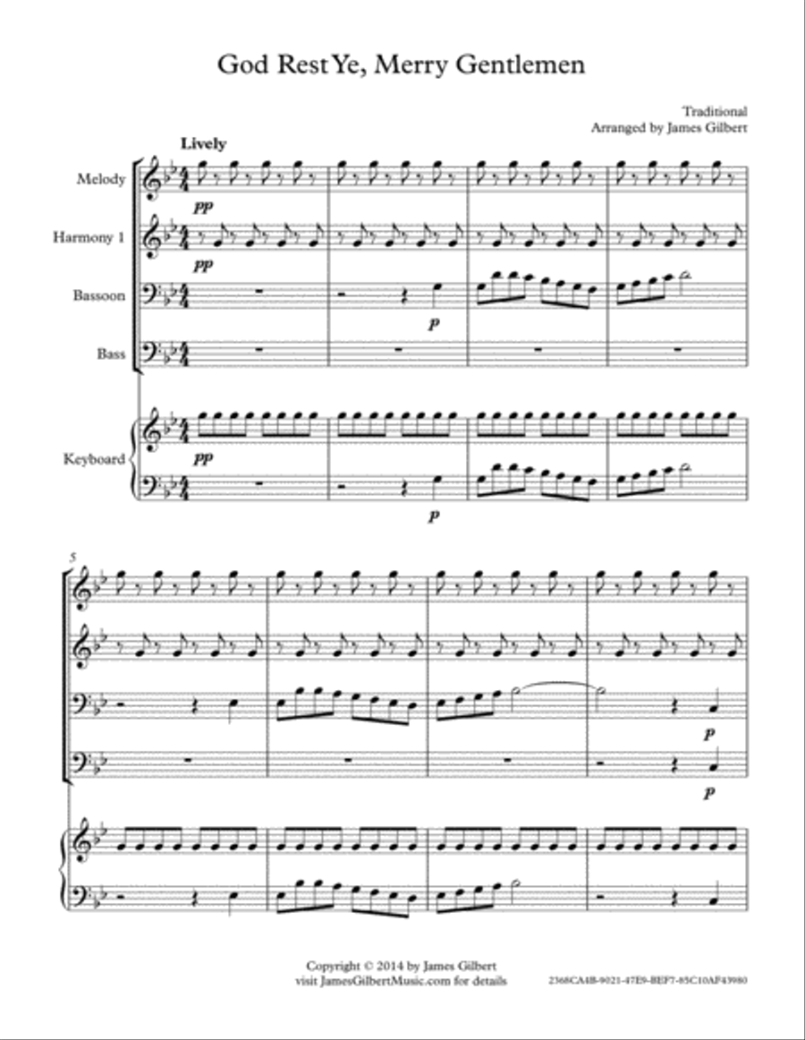God Rest Ye, Merry Gentlemen Small Ensemble scores gallery preview page 1