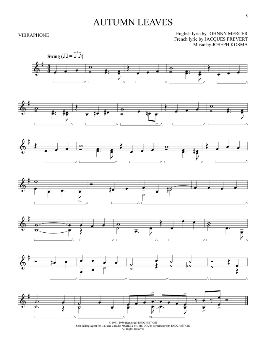 Autumn Leaves Vibraphone scores gallery preview page 1