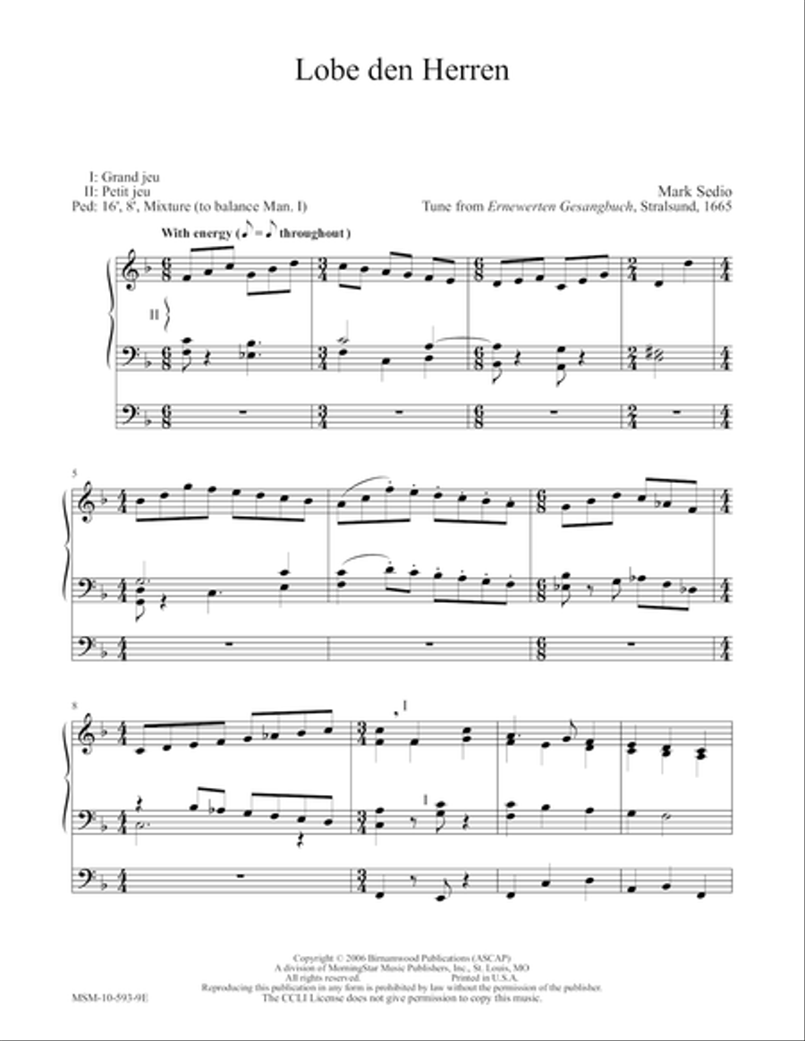 Lobe den Herren Lobe den Herren Organ scores gallery preview page 1