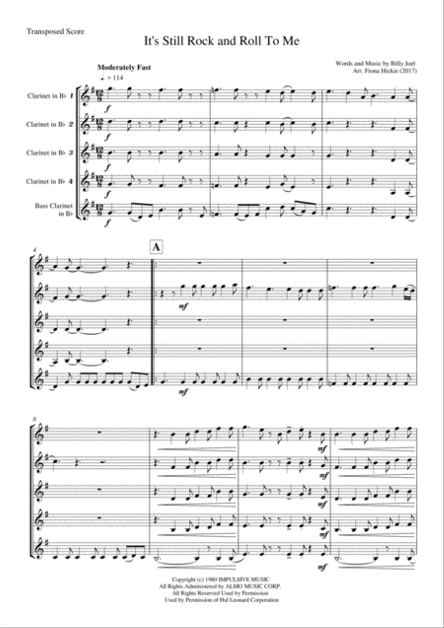 It's Still Rock And Roll To Me Woodwind Ensemble scores gallery preview page 2