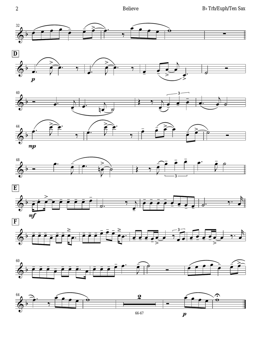 Believe Tenor Saxophone scores gallery preview page 2