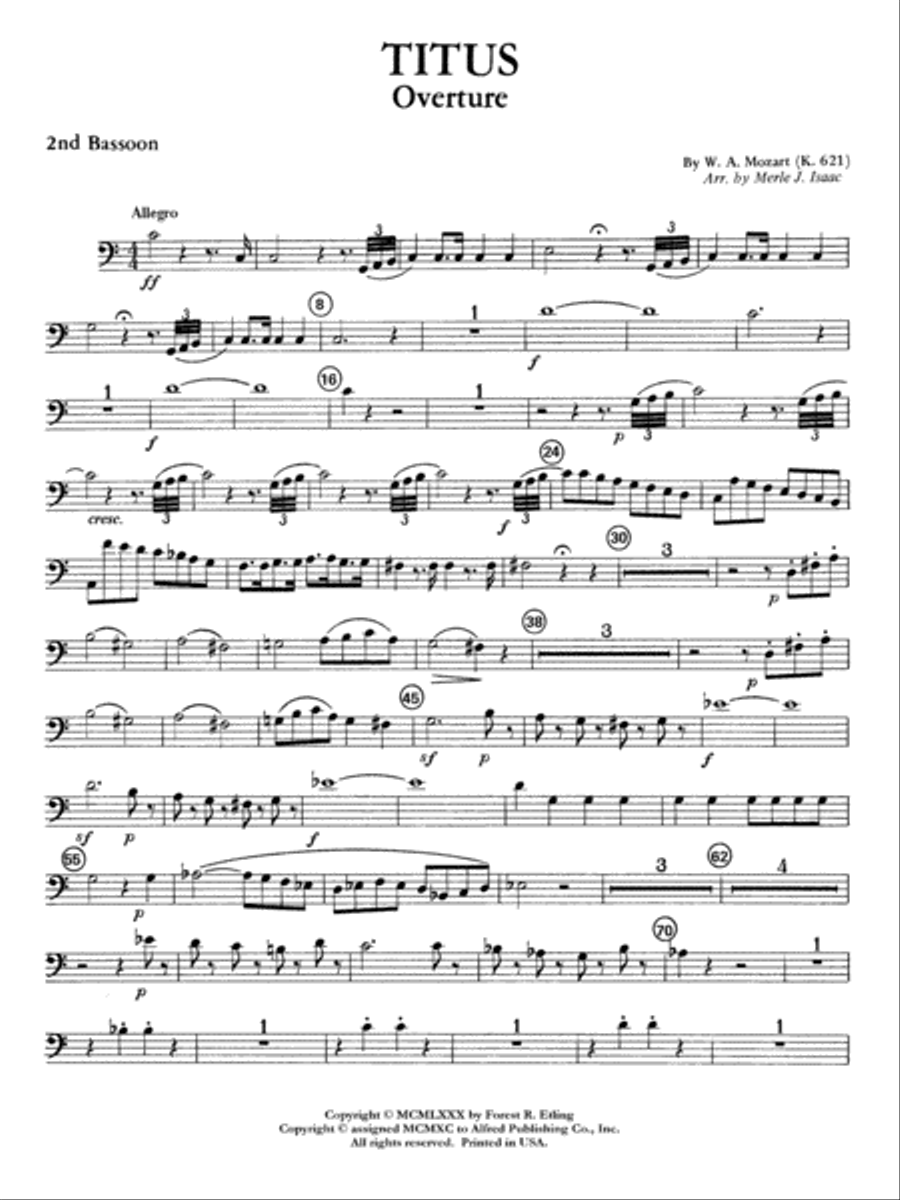Titus Overture: 2nd Bassoon Full Orchestra scores gallery preview page 1
