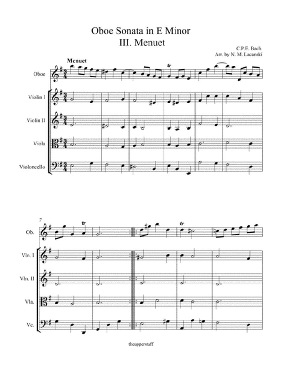 Sonata in E Minor for Oboe and String Quartet III. Menuet