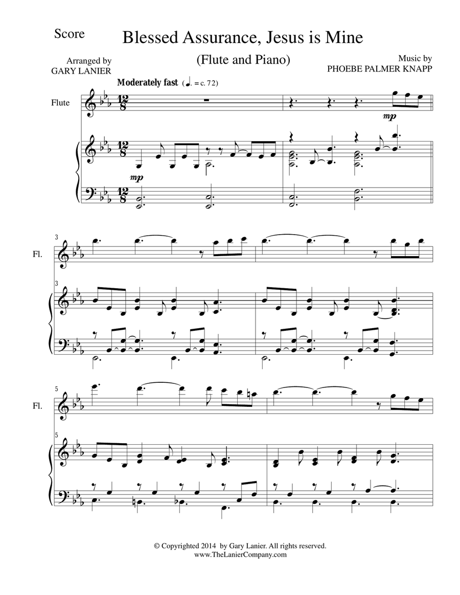 BLESSED ASSURANCE (Flute/Piano and Flute Part) Flute Solo scores gallery preview page 1