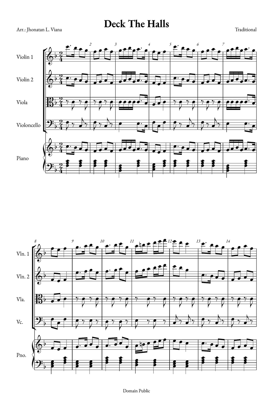 Deck The Halls String Quartet scores gallery preview page 1