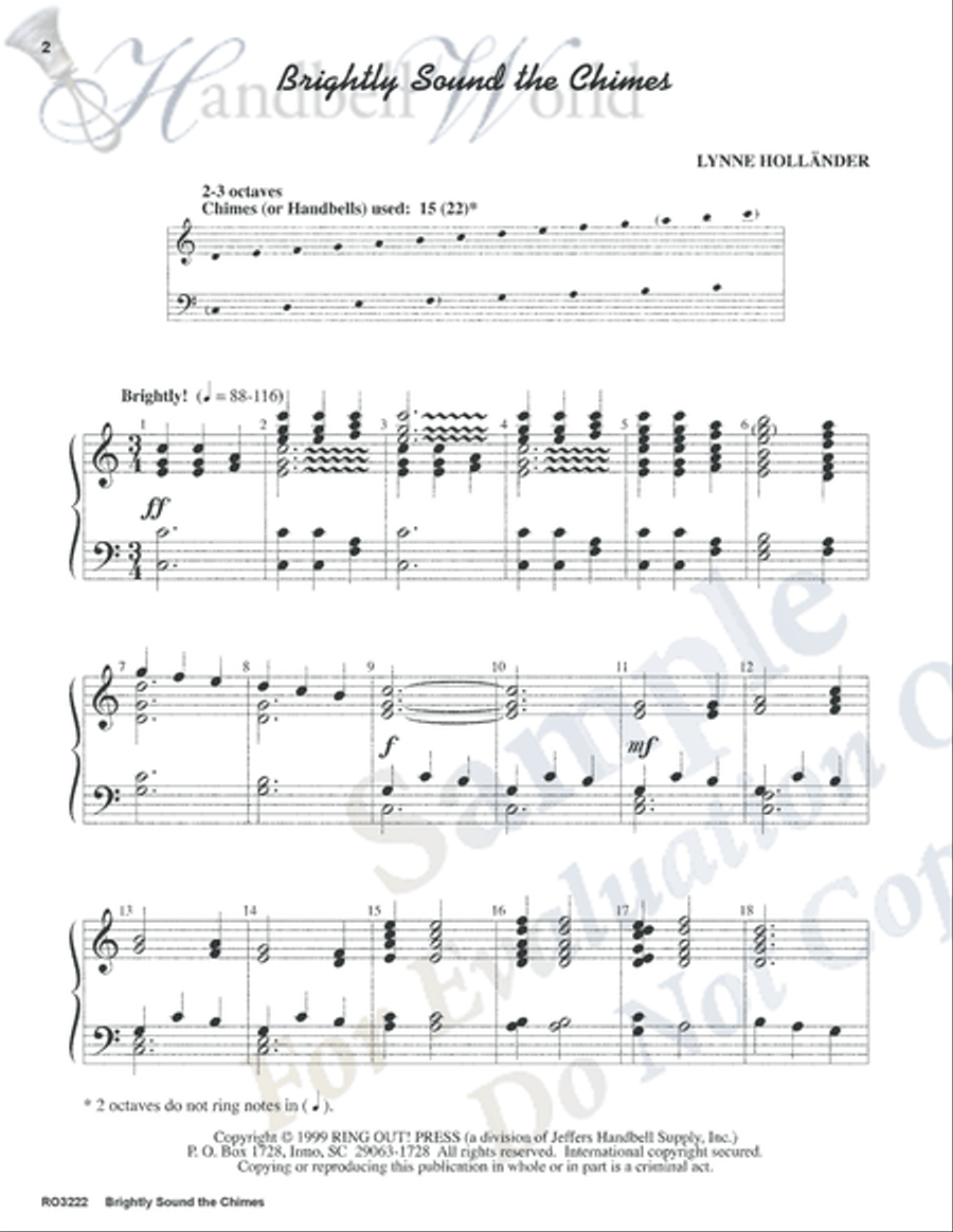 Brightly Sound the Chimes 3-Octaves scores gallery preview page 2
